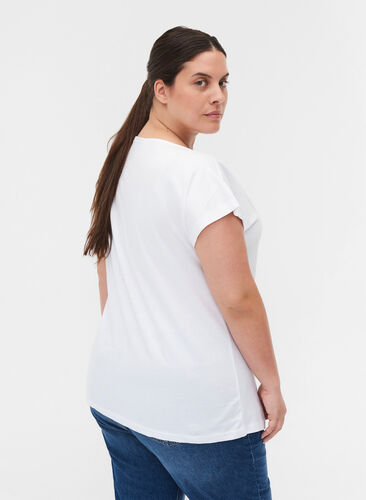 T-shirt van biologisch katoen met borstzakje, Bright White, Model image number 1