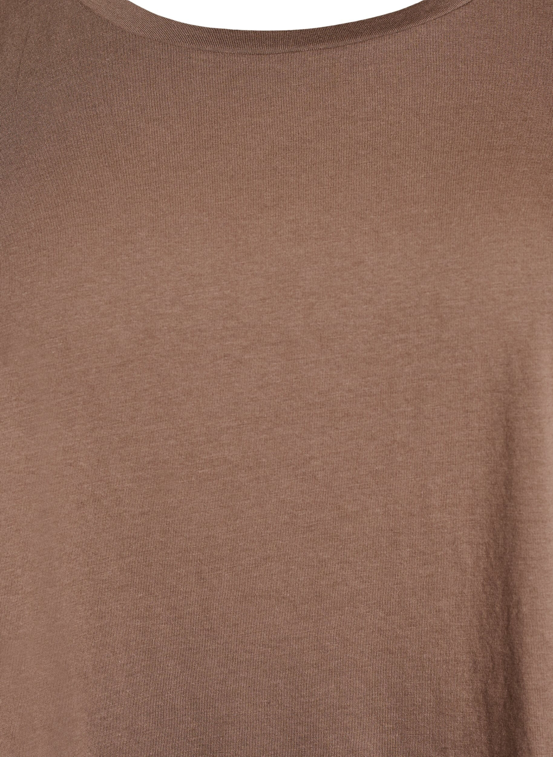ZizziT-shirt met korte mouwen van katoenmix, Bruin, Packshot image number 2