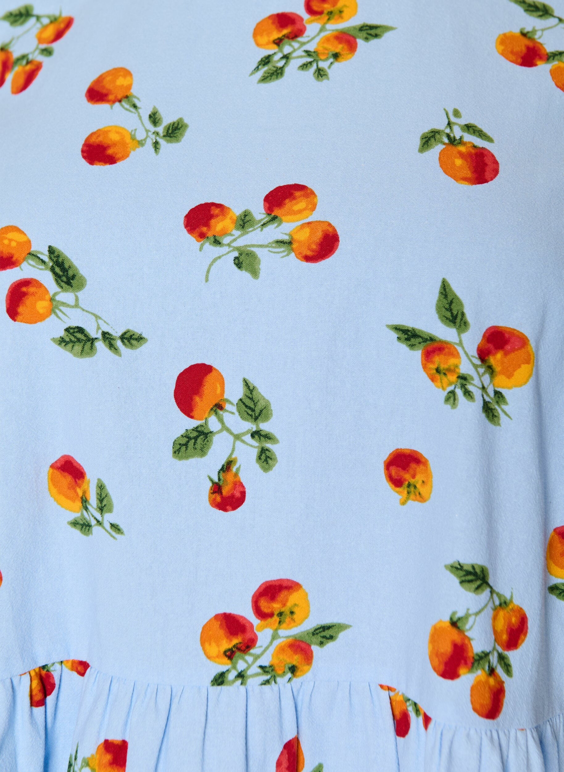 ZizziBlouse en coton avec imprim&eacute; tomates et peplum, Bleu Clair, Packshot image number 2