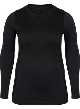 Naadloos ski-onderhemd met patroon, Black, Packshot image number 0