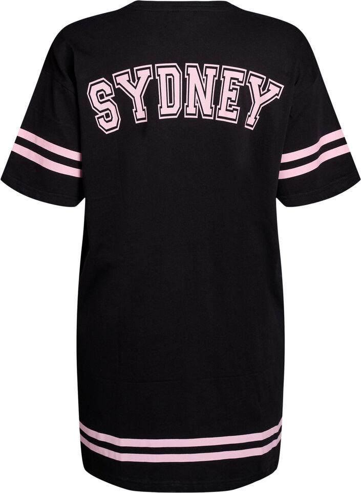 Robe T-shirt courte avec d&eacute;tails sport, Noir, Packshot image number 1