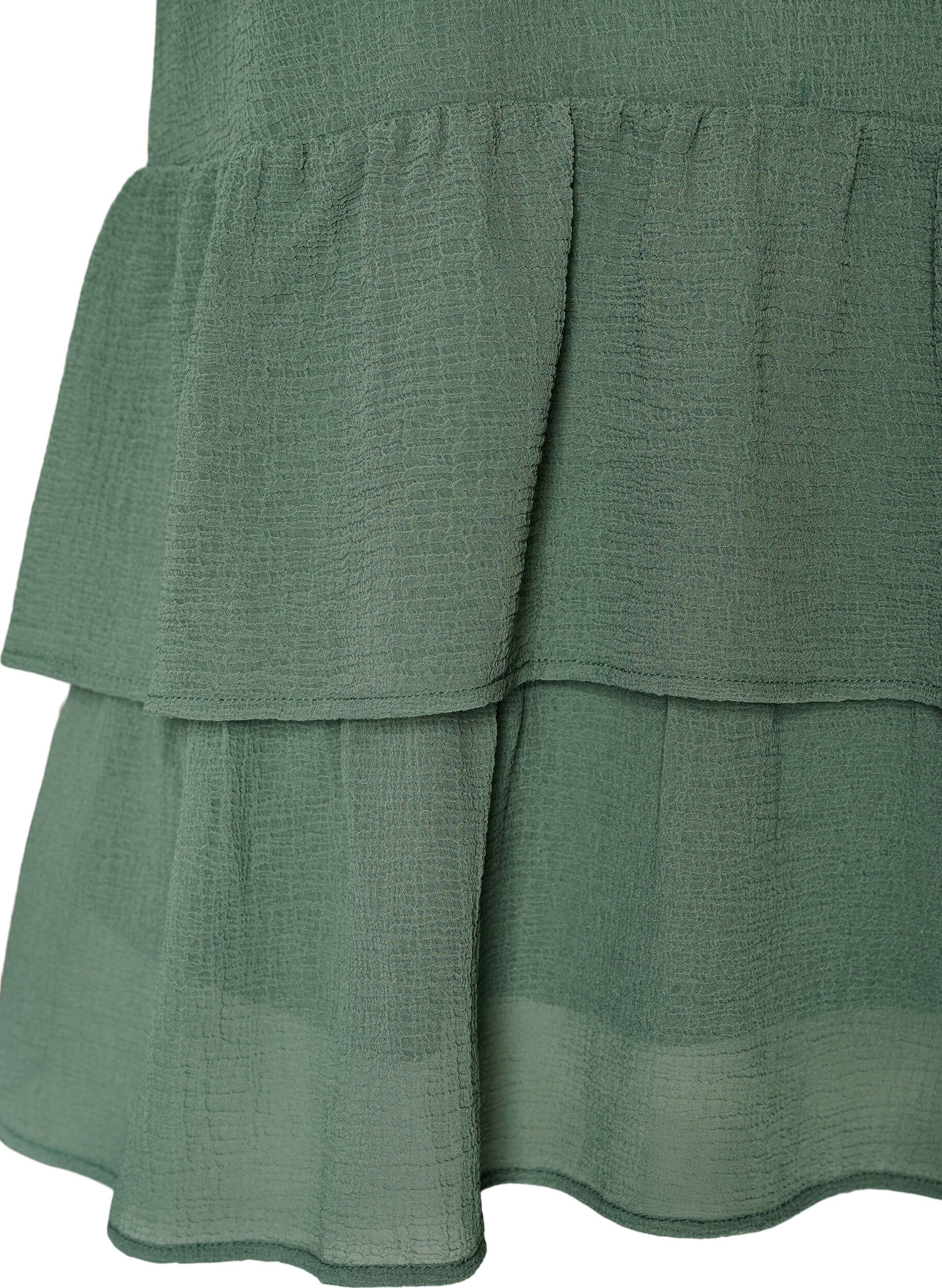 ZizziBlouse met V-hals en ruches, Groen, Packshot image number 3