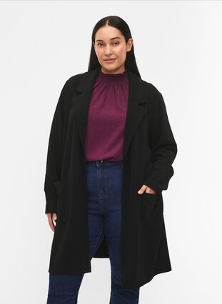 FLASH - Lange jas met zakken, Black, Model image number 0