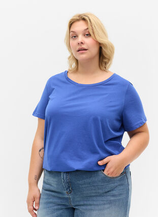 T-shirt à manches courtes et encolure ronde, Dazzling Blue MB, Model image number 0