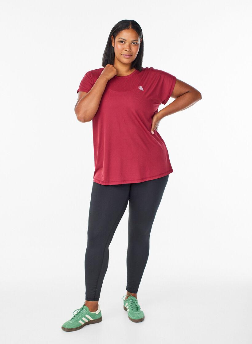 Effen gekleurd trainingsshirt, Rood, Model image number 1