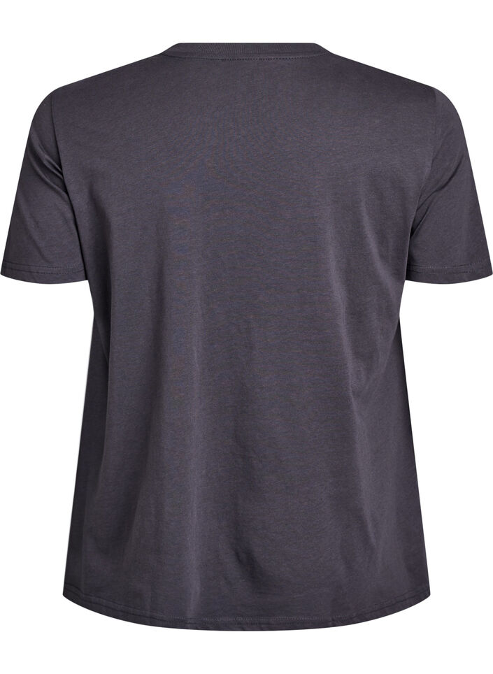 T-shirt en coton avec imprimé sur le devant, Gris anthracite, Packshot image number 1