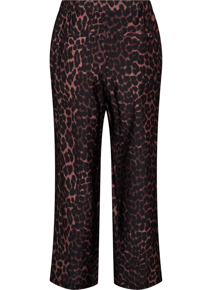 Pantalon en viscose avec taille &eacute;lastiqu&eacute;e et jambes droites, Marron, Packshot image number 1