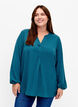 Haut de couleur unie avec col en V, Deep Teal, Model image number 0