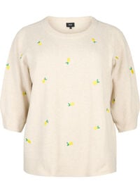 Gebreide blouse met 3/4-mouwen en citroenen