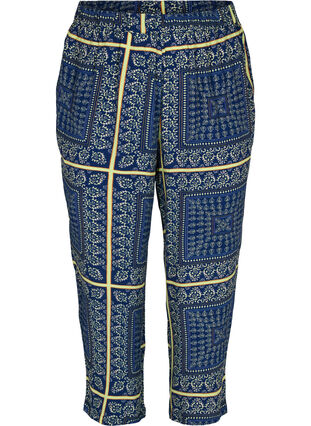 Pantalon ample en viscose imprimé, Blue Patch AOP, Packshot image number 0