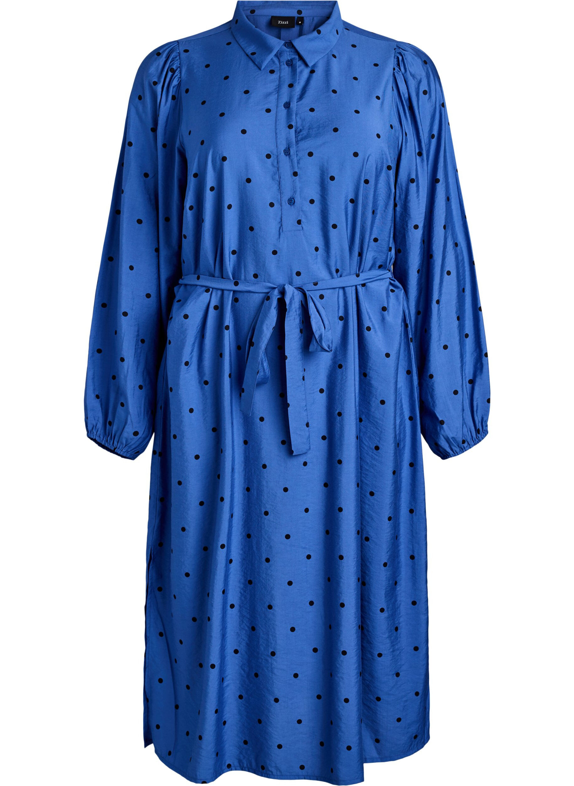 Robe midi &agrave; pois avec ceinture &agrave; nouer amovible