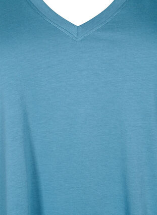 T-shirt en coton à encolure en V, Aegean Blue, Packshot image number 2