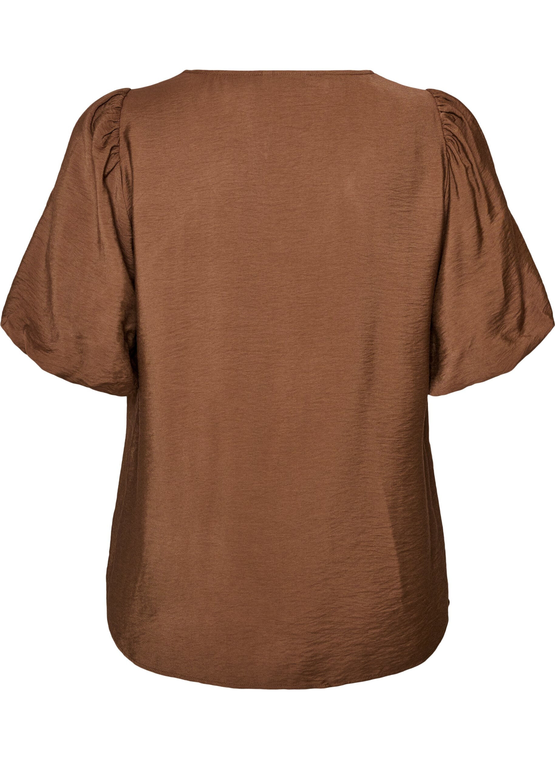 ZizziBlouse met ballonnenmouwen en V-hals, Bruin, Packshot image number 1