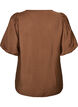 Blouse met ballonnenmouwen en V-hals, Bruin, Packshot image number 1