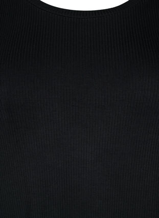 Halflange jurk met korte mouwen van viscose ribstof, Black, Packshot image number 2