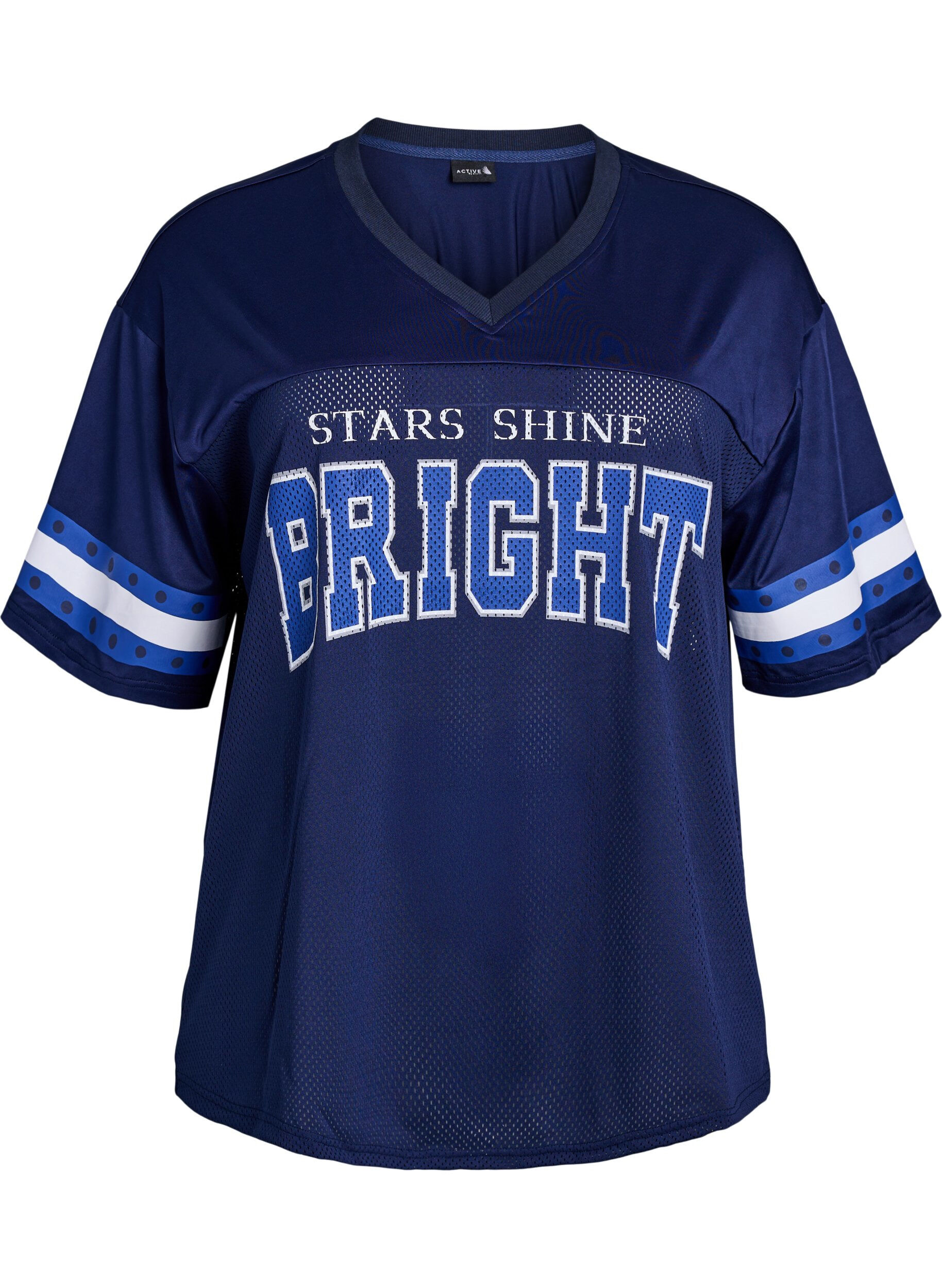 Workout T-shirt met V-hals en frontprint