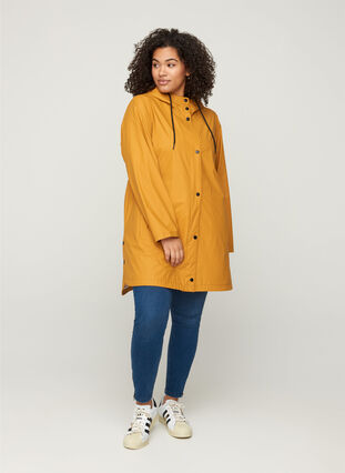 Manteau de pluie avec capuche et poches, Spruce Yellow, Model image number 3