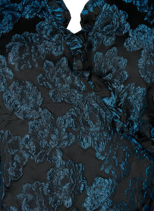 Blouse cache-cœur en jacquard à manches 3/4, Black Blue, Packshot image number 2