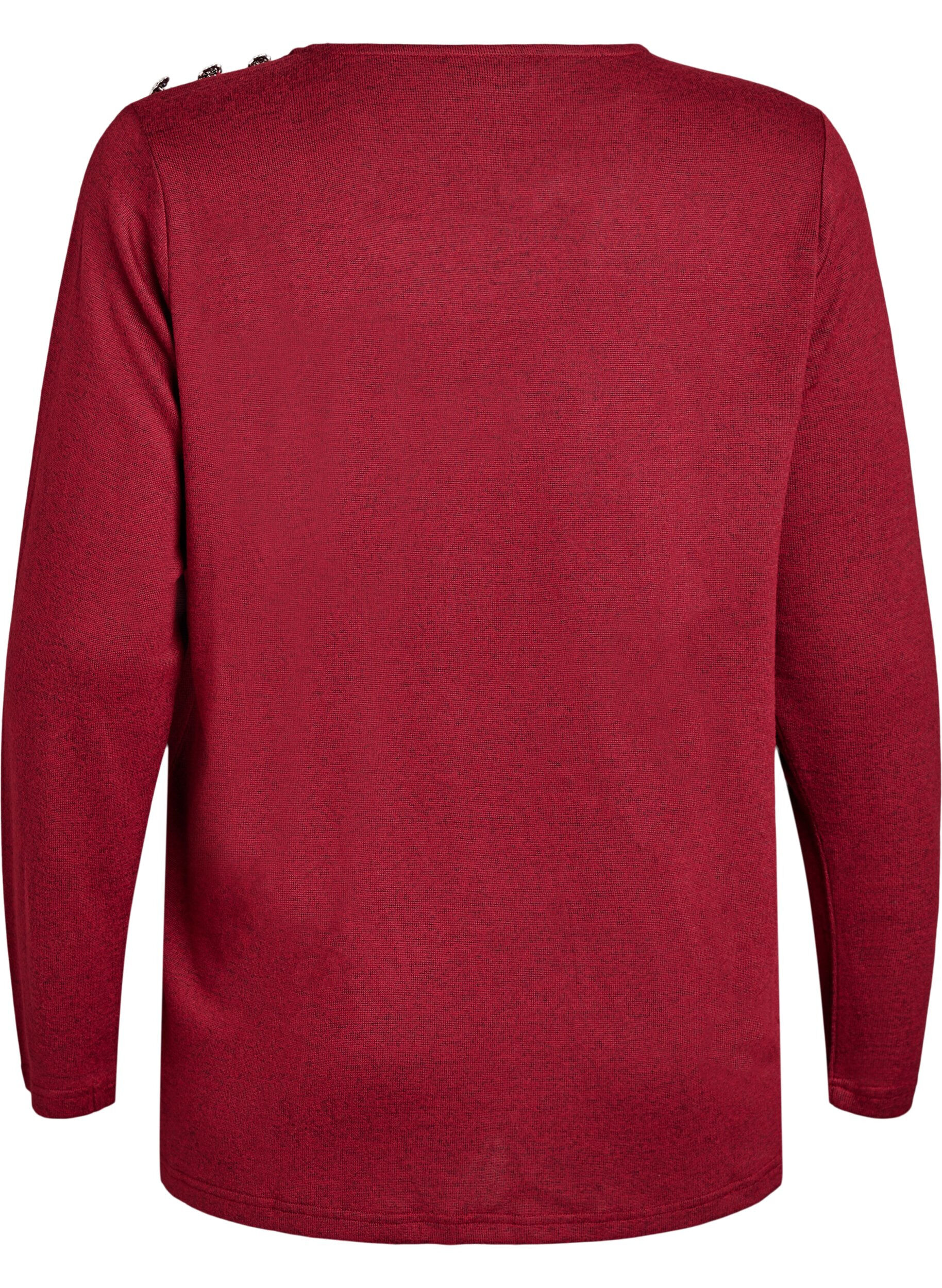 ZizziBlouse met decoratieve knopen, Rood, Packshot image number 1