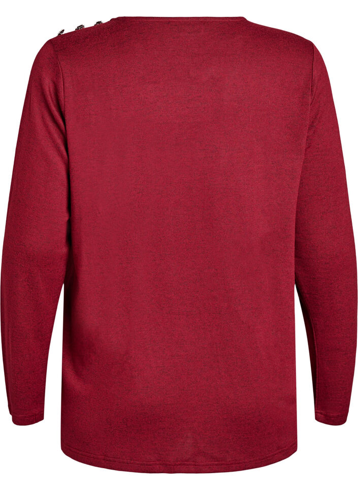 Blouse met decoratieve knopen, Rood, Packshot image number 1