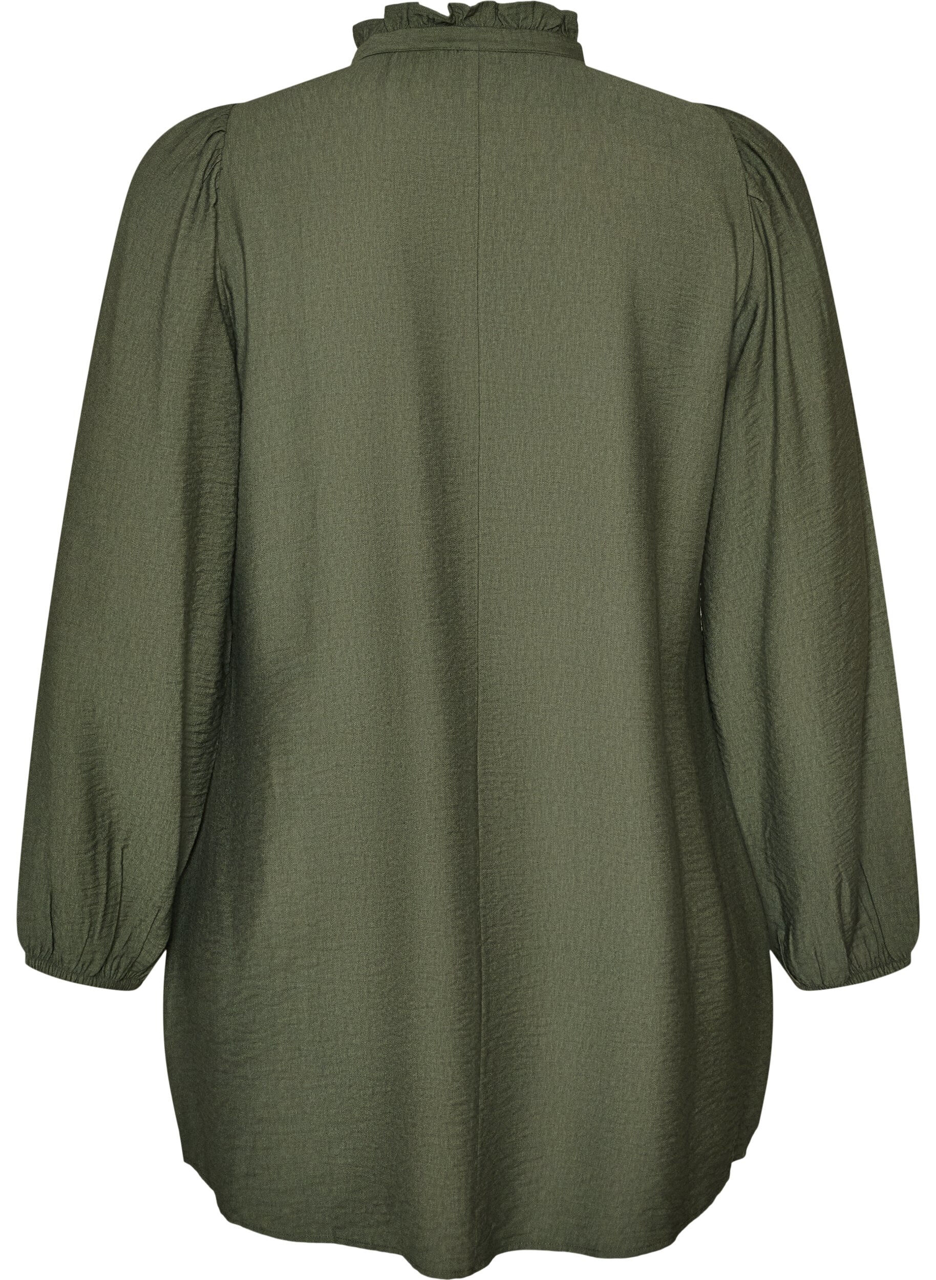 ZizziViscose tuniek met ruches en knopen, Groen, Packshot image number 1