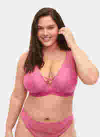 Support the breasts - Soutien-gorge en dentelle avec détails , Rose, Model