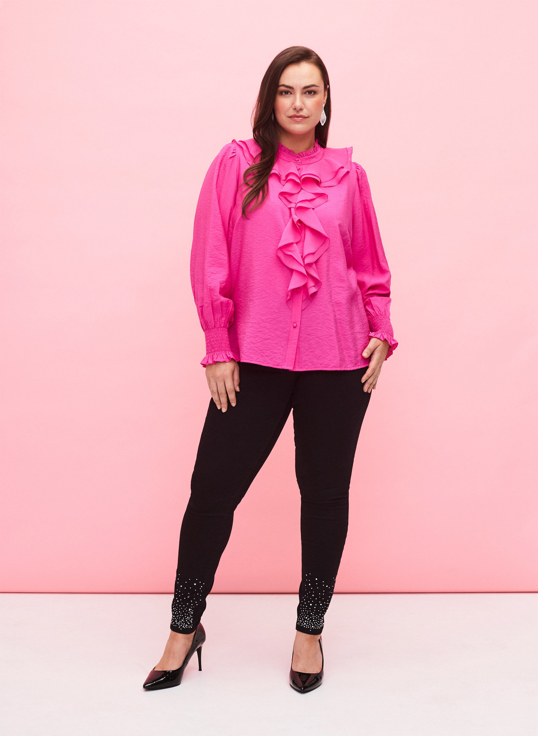 ZizziHoge taille Amy jeans met strass steentjes, Black, Model image number 0