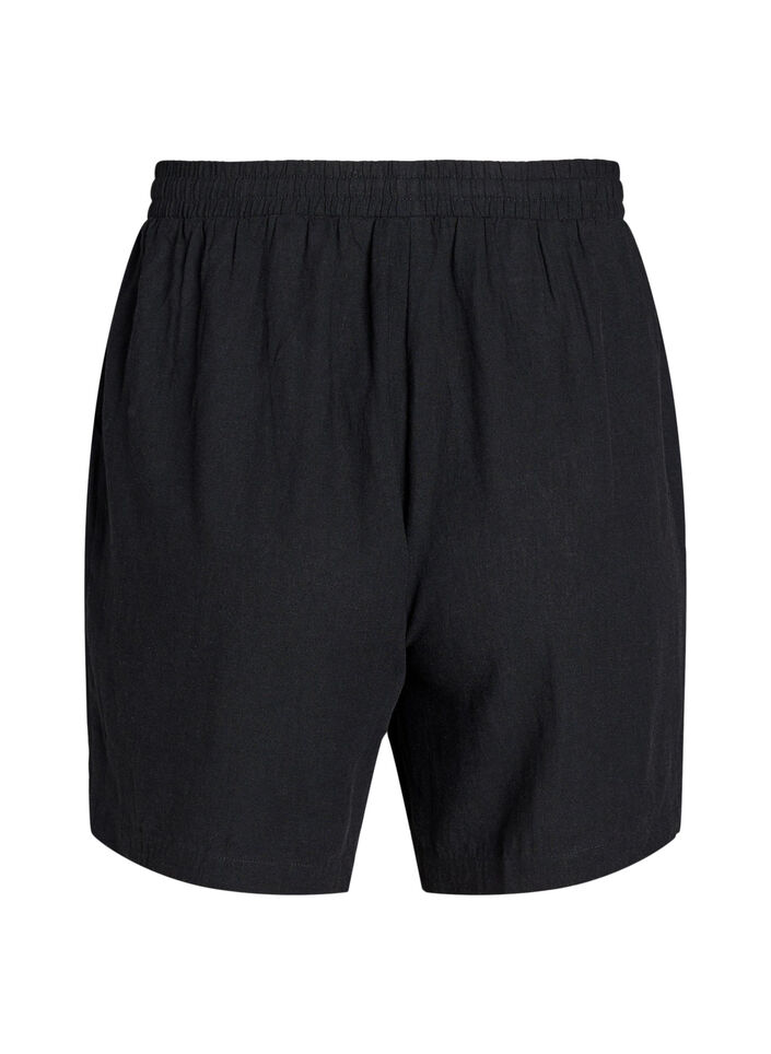 Losse shorts van linnen en viscose, Zwart, Packshot image number 1
