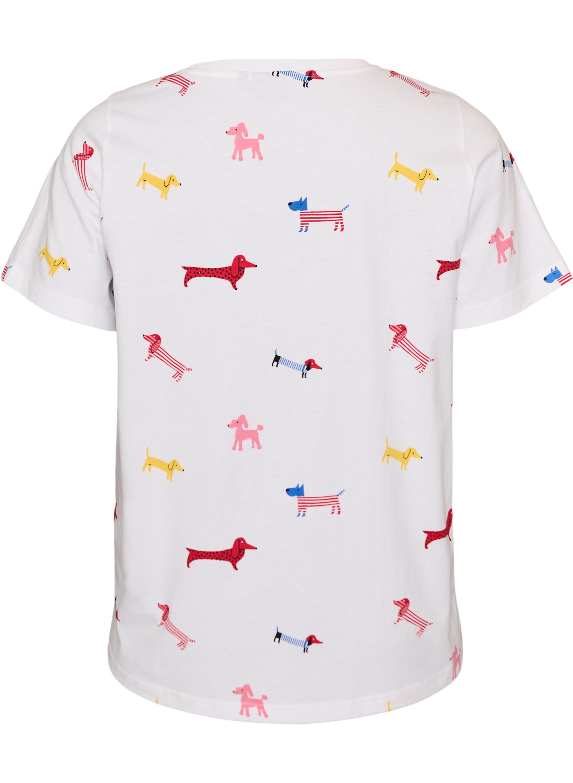ZizziT-shirt en coton avec imprim&eacute; chien, Blanc, Packshot image number 1