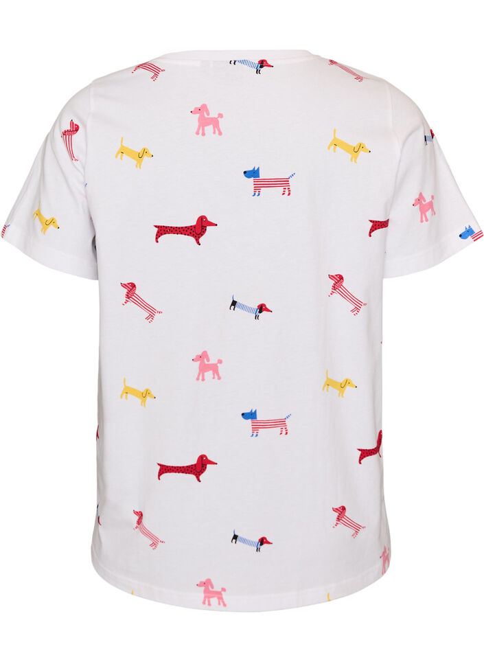 T-shirt en coton avec imprim&eacute; chien, Blanc, Packshot image number 1