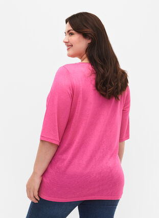 Blouse à manches 3/4, Shocking Pink, Model image number 1