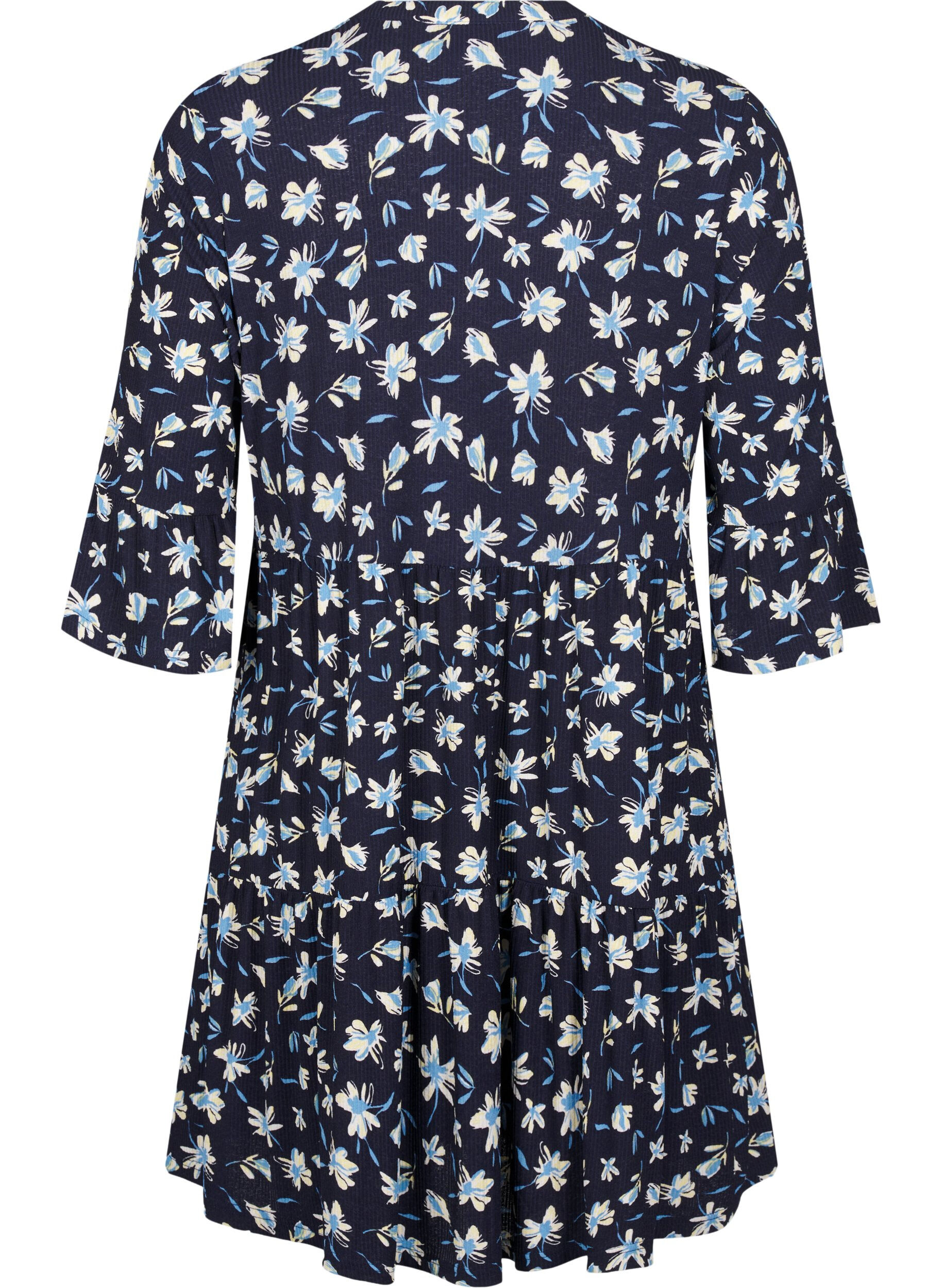 Zizzi Robe courte &eacute;vas&eacute;e &agrave; imprim&eacute; floral, Bleu, Packshot image number 1