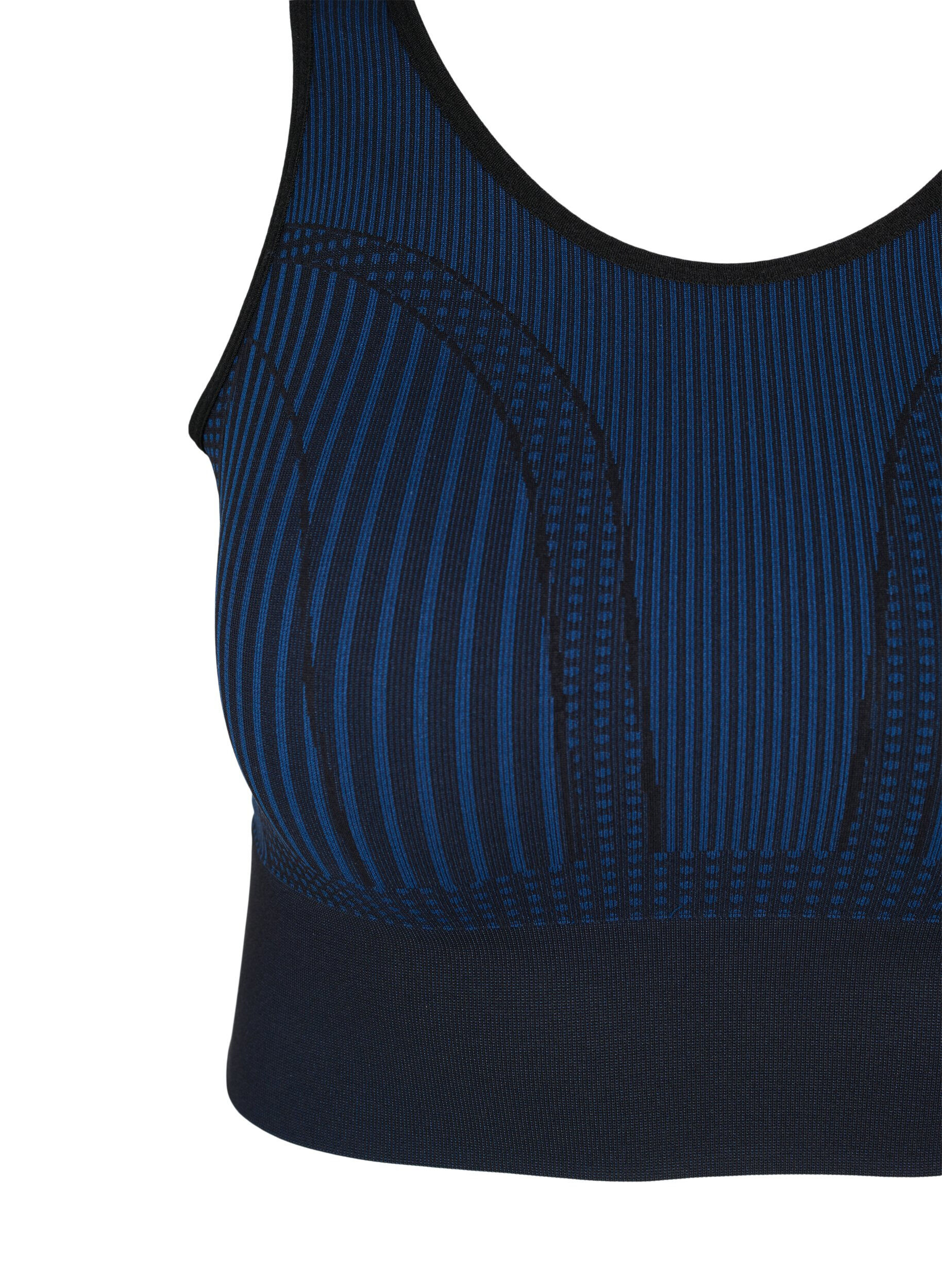ZizziNaadloze sportbeha met strepen, Black w. Blue Depths, Packshot image number 2