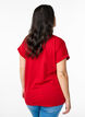 T-shirt &agrave; manches courtes en m&eacute;lange de coton, Rouge, Model image number 2