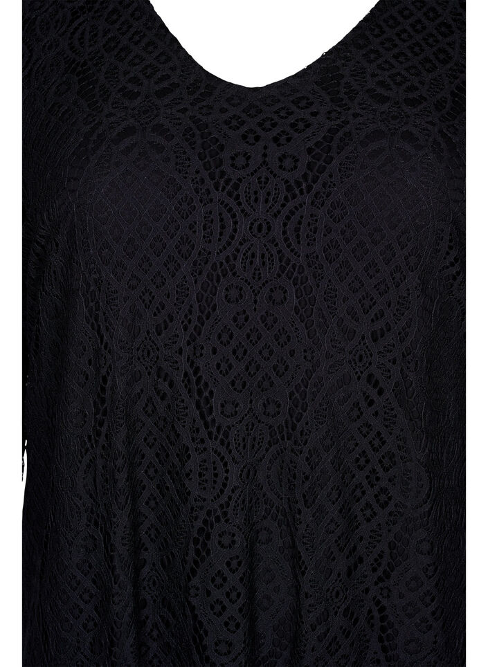 Robe en dentelle &agrave; manches 3/4, Black, Packshot image number 2