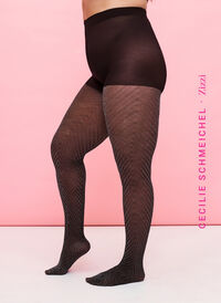 Glinsterende panty met streeppatroon, Black, Model
