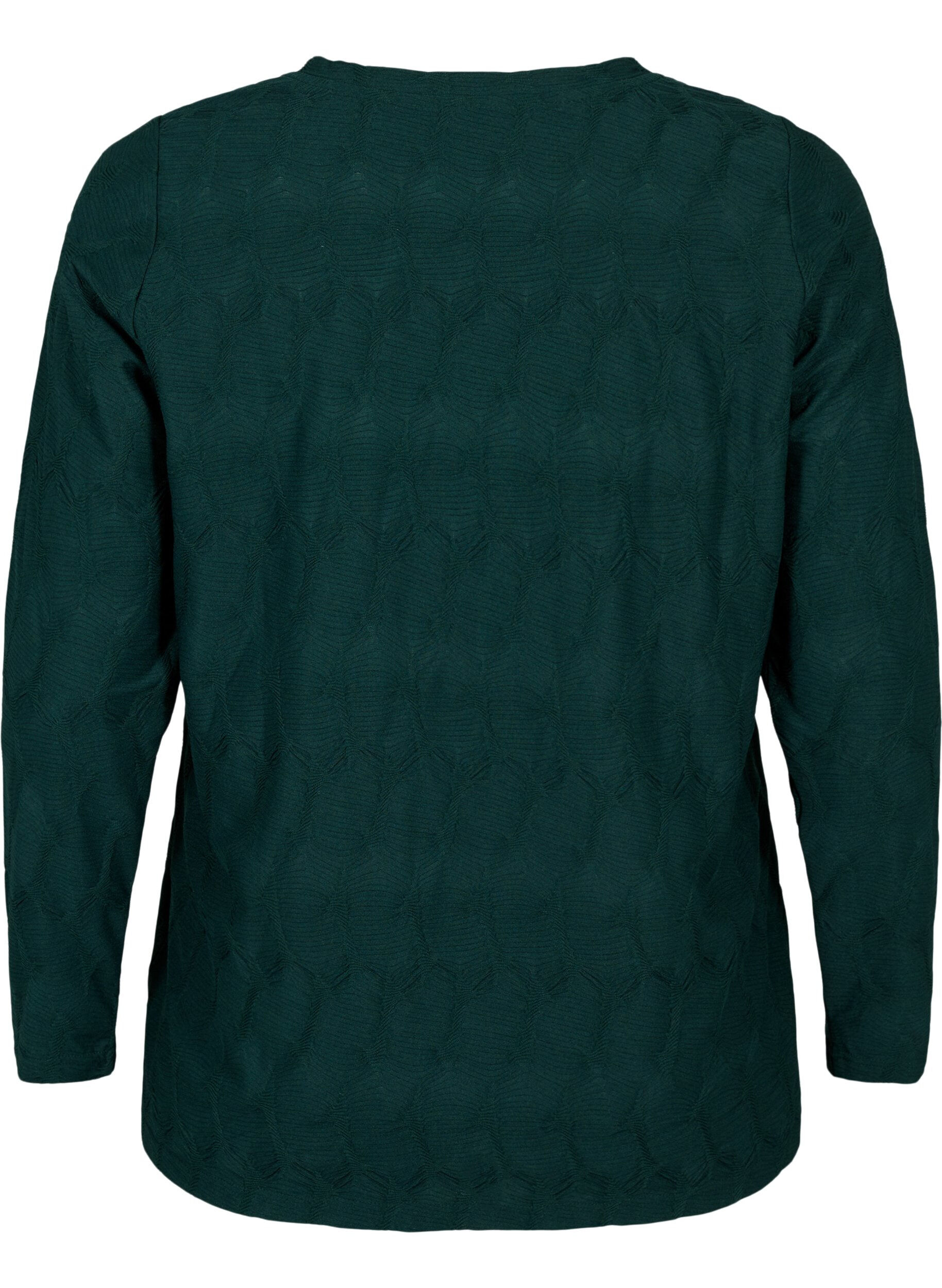 ZizziFLASH - Blouse met lange mouwen en structuur, Scarab, Packshot image number 1