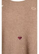 Jumper met hartjes en 3/4 mouwen, Bruin, Packshot image number 2