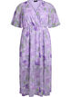 Robe longue en chiffon imprim&eacute; floral et manches courtes, Mauve, Packshot image number 0