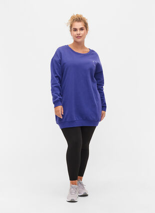 Sweatshirt en coton avec imprimé, Deep Blue, Model image number 2