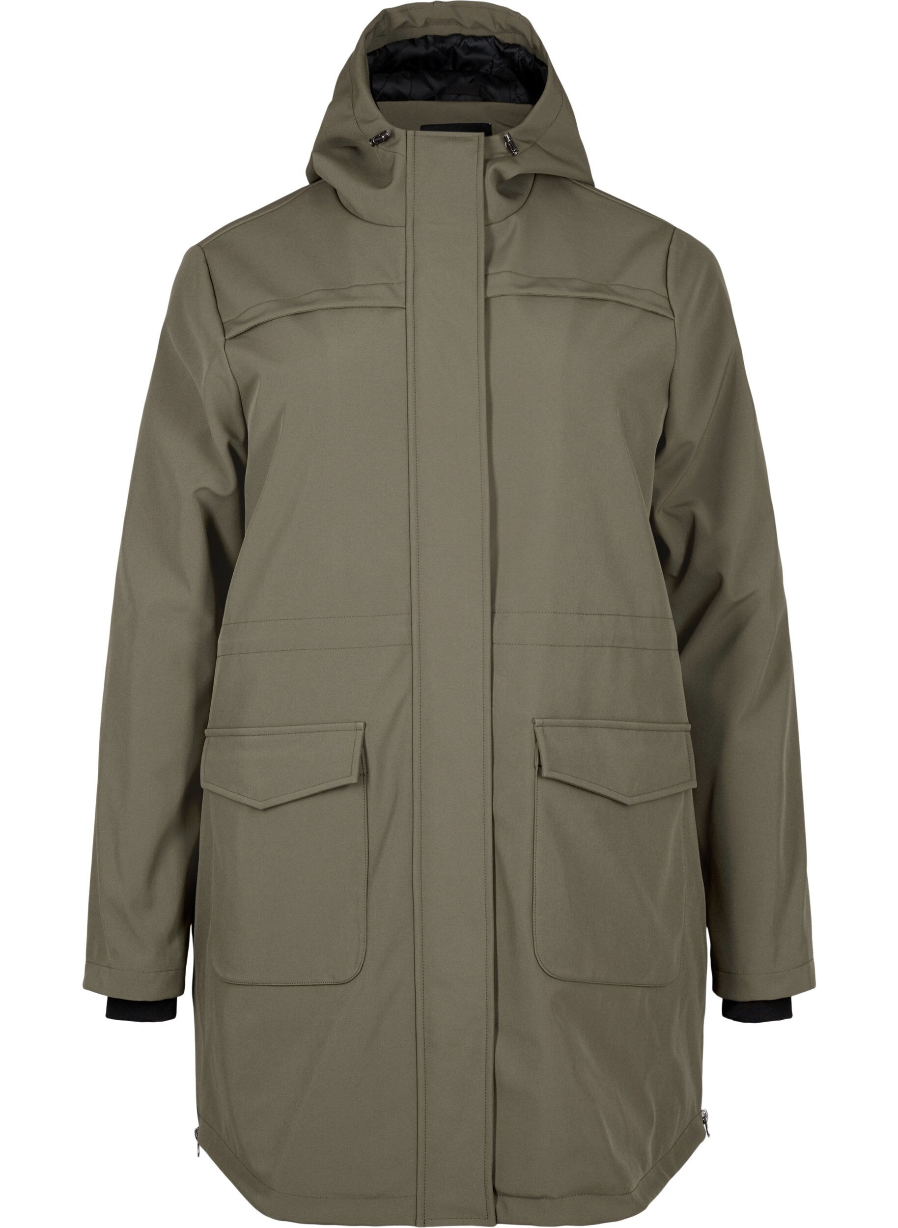 Zizzi Veste softshell r&eacute;sistante &agrave; l'eau avec doublure matelass&eacute;e, Vert fonc&eacute;, Packshot image number 0