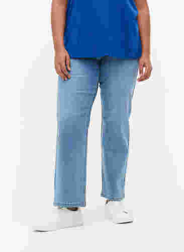 Jean Gemma à taille haute et coupe classique, Light blue, Model image number 2