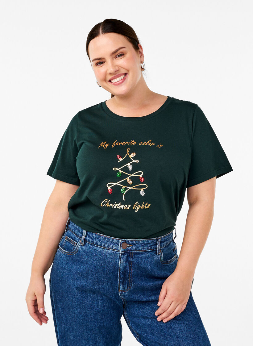 Kerst T-shirts in 100% katoen, Scarab w. Tree, Model image number 0