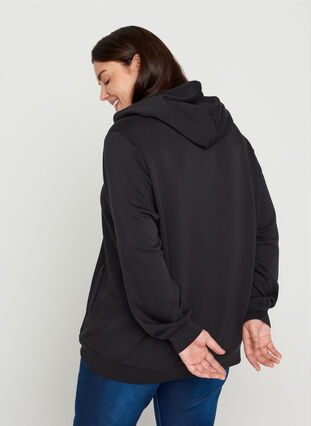 Sweatshirt met zakken en capuchon, Black, Model image number 1