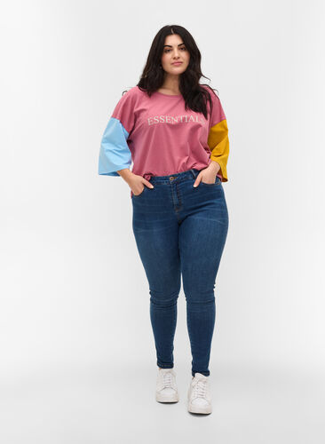 T-shirt à plusieurs couleurs à manches 2/4, Pink Blocking, Model image number 1