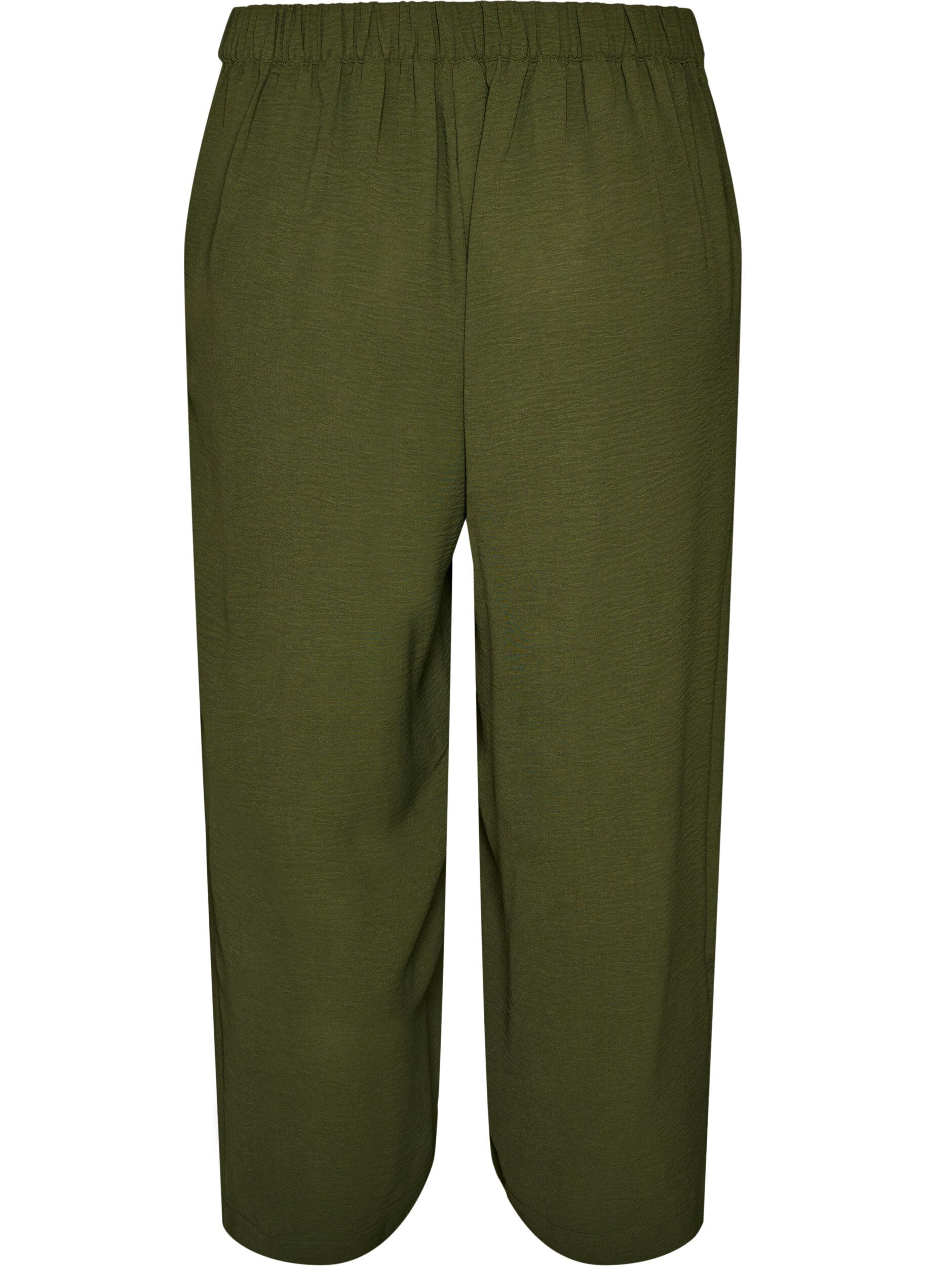 ZizziHigh-waist culottes met een elastische achterkant, Groen, Packshot image number 1