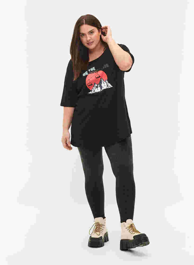 Katoenen t-shirt met opdruk, Black/Dubarry, Model image number 2