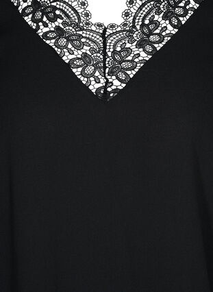 Robe avec dentelle et manches 3/4, Black, Packshot image number 2