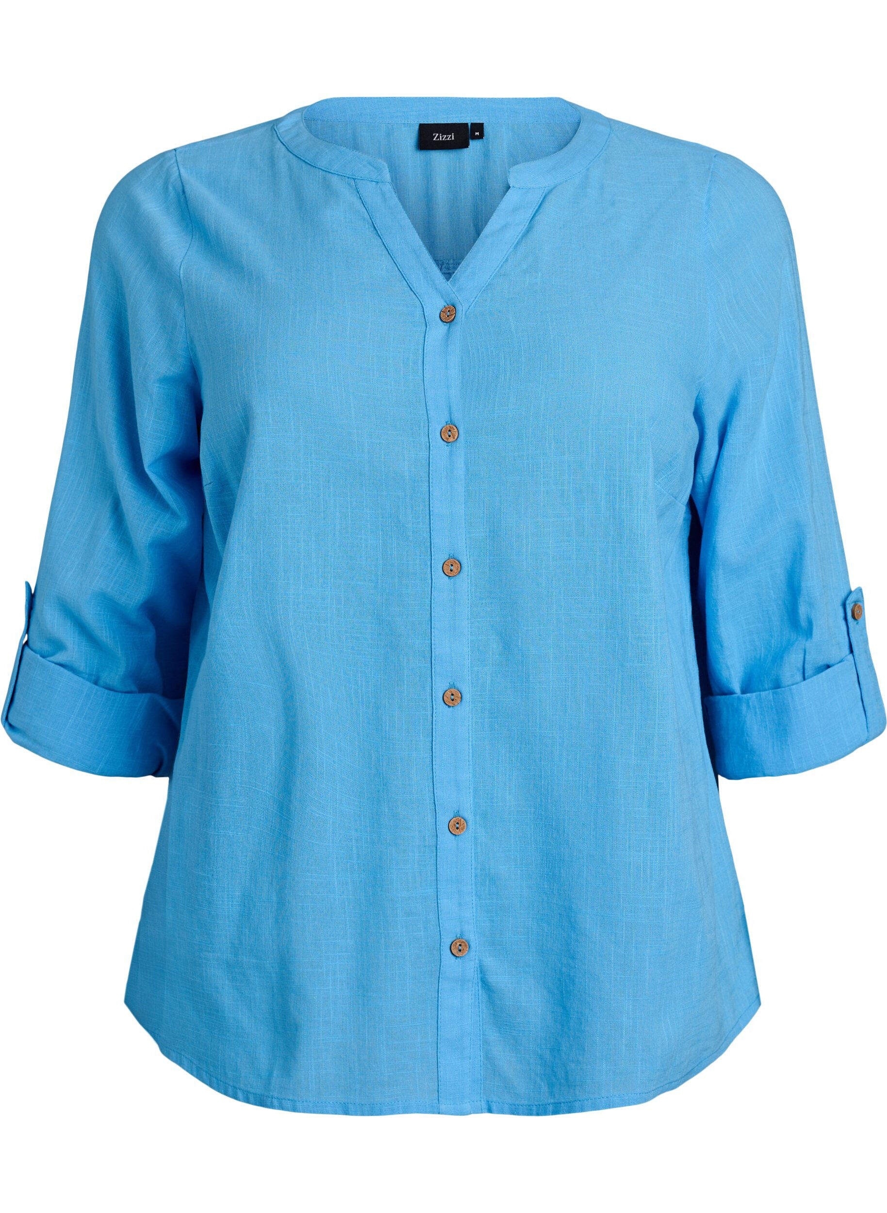 ZizziKatoenen blouse met V-hals, Blauw, Packshot image number 0