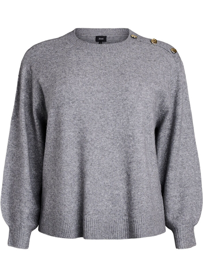 Chemisier en maille avec boutons décoratifs, Gris, Packshot image number 0